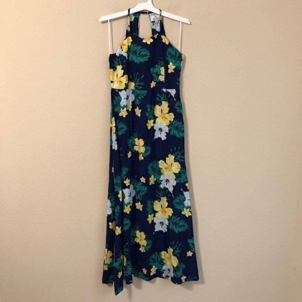 28 Palms Dress Navy Hawaiian Floral Tropical Maxi